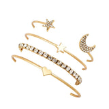 Crystal Leaves Moon Lightning Bracelet Set for Women