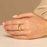 Gold-Plated Silver Spiral Pattern Punk Finger Ring for Girls Women