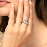Gold-Plated Silver Spiral Pattern Punk Finger Ring for Girls Women
