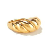 Gold-Plated Silver Spiral Pattern Punk Finger Ring for Girls Women