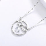 925 Silver Necklace with Zircon, Round Pendant for Women
