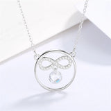 925 Silver Necklace with Zircon, Round Pendant for Women