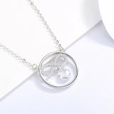 925 Silver Necklace with Zircon, Round Pendant for Women