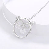 925 Silver Necklace with Zircon, Round Pendant for Women