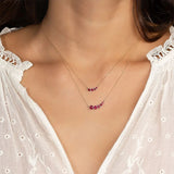 925 Silver Rose Red Zircon Pendant Necklace for Lovers