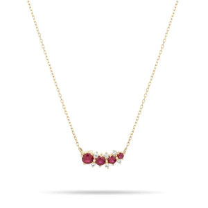 925 Silver Rose Red Zircon Pendant Necklace for Lovers
