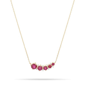 925 Silver Rose Red Zircon Pendant Necklace for Lovers