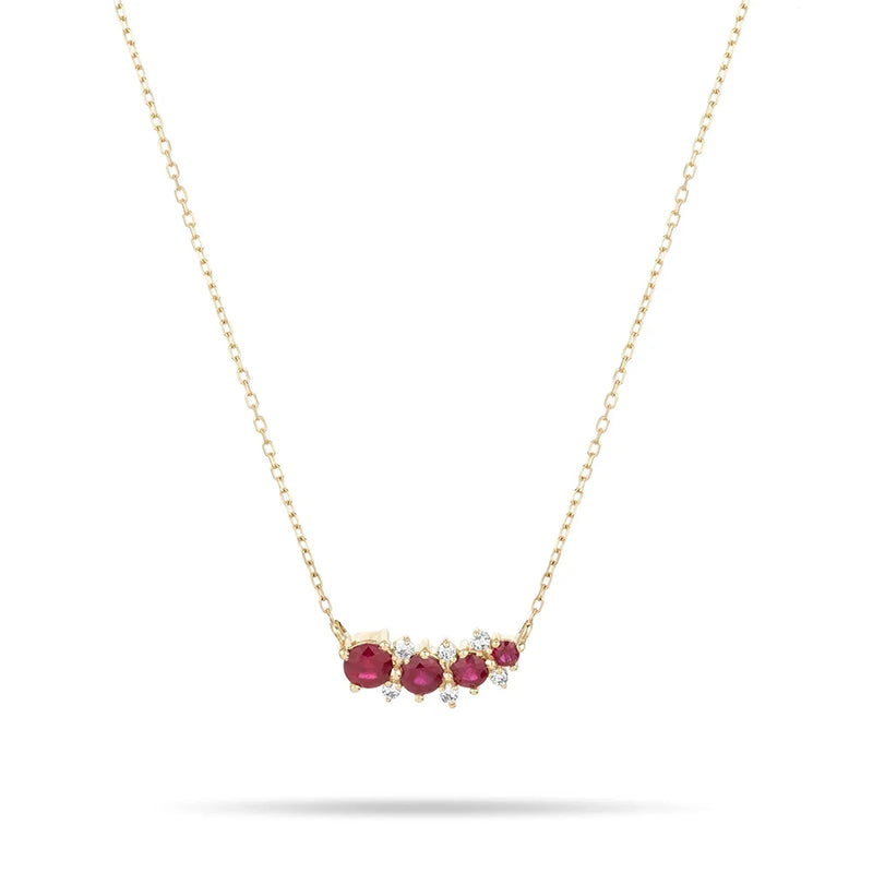925 Silver Rose Red Zircon Pendant Necklace for Lovers