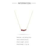 925 Silver Rose Red Zircon Pendant Necklace for Lovers