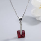 925S Pigeon Red Diamond Pendant Necklace