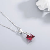 925S Pigeon Red Diamond Pendant Necklace