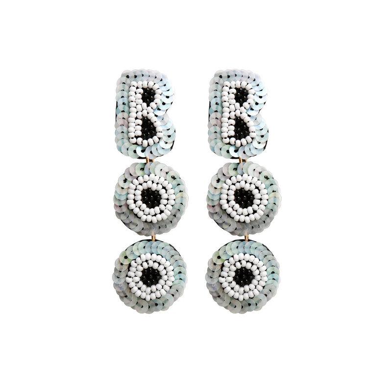 Punk Style Rice Bead Earrings Hand Woven Letter Sequins Personalized Halloween