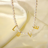 18K Plated Baroque Pearl Beaded Necklace Love Necklace