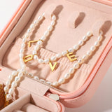 18K Plated Baroque Pearl Beaded Necklace Love Necklace