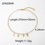 18K Plated Baroque Pearl Beaded Necklace Love Necklace
