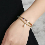 Bohemian Beach Double Layer Women's Anklet with Pearl