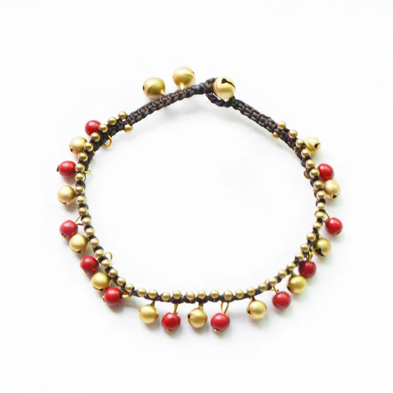 Bohemian Style Turquoise Bell Female Anklet Hand-woven Beach Style