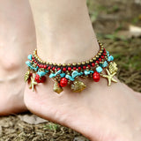 Bohemian Style Turquoise Female Anklet Starfish Beach Vacation