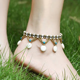 Boho Turquoise Cake Anklet Braided Foot Ornament