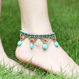 Boho Turquoise Cake Anklet Braided Foot Ornament