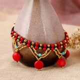 Boho Turquoise Cake Anklet Braided Foot Ornament