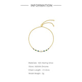 925 Silver Rainbow Zircon Adjustable Bracelet for Women