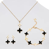 Classic Four-leaf Clover Stainless Steel Bracelet & Necklace Set