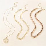 Punk Style Multi-Layer Alloy Necklace Set with Relief Pendant