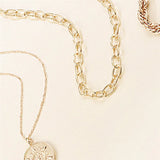 Punk Style Multi-Layer Alloy Necklace Set with Relief Pendant