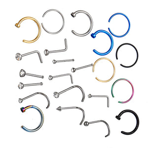 European and American Mixed Set of Punk 22 Puncture Earrings (Colorful)