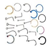 European and American Mixed Set of Punk 22 Puncture Earrings (Colorful)