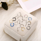 European and American Mixed Set of Punk 22 Puncture Earrings (Colorful)