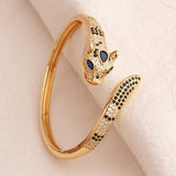 Delicate Leopard Open Bangle 18K Plated Zircon Bracelet