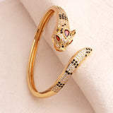 Delicate Leopard Open Bangle 18K Plated Zircon Bracelet