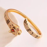 Delicate Leopard Open Bangle 18K Plated Zircon Bracelet