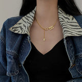 Exaggerated B Letter Titanium Steel Choker Necklace Gothic Jewelry Hip Hop