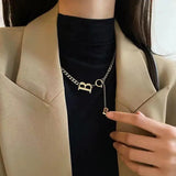 Exaggerated B Letter Titanium Steel Choker Necklace Gothic Jewelry Hip Hop