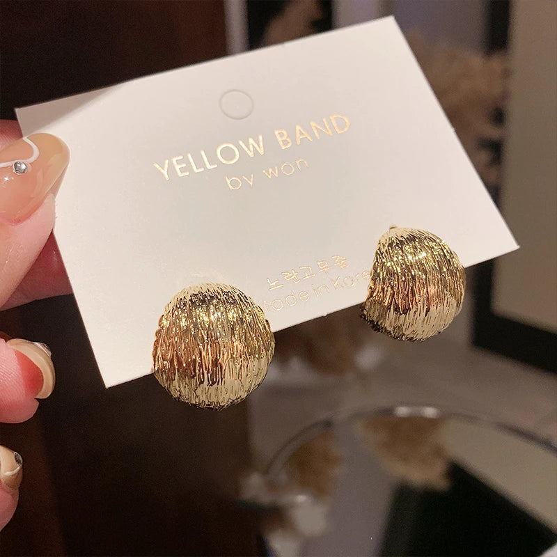 Exaggerated Brushed Metal Earrings for Women
