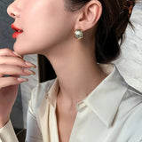 Exaggerated Brushed Metal Earrings for Women