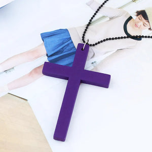 European American Cross Necklace Wooden Sweater Chain Accessories