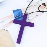 European American Cross Necklace Wooden Sweater Chain Accessories