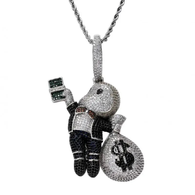 European & American Boy Banknote Money Bag Pendant Zircon Habitat Pendant
