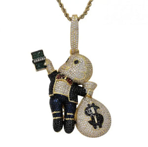 European & American Boy Banknote Money Bag Pendant Zircon Habitat Pendant