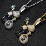 European & American Boy Banknote Money Bag Pendant Zircon Habitat Pendant