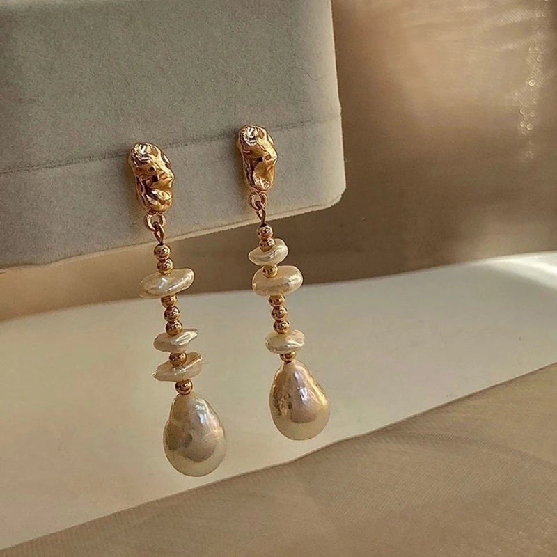 Baroque Pearl Petals Stud Earrings