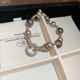 Pearl Crystal Charm Bracelet Women Stainless Steel Cuff