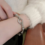 Pearl Crystal Charm Bracelet Women Stainless Steel Cuff