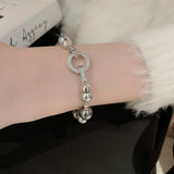 Pearl Crystal Charm Bracelet Women Stainless Steel Cuff