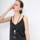 European & American Jewelry Peach Heart Pendant Necklace Lady Long Chain Gift