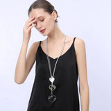 European & American Jewelry Peach Heart Pendant Necklace Lady Long Chain Gift